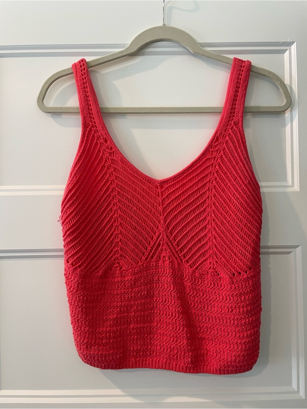Abercrombie Crochet Tank Top, Coral, Medium